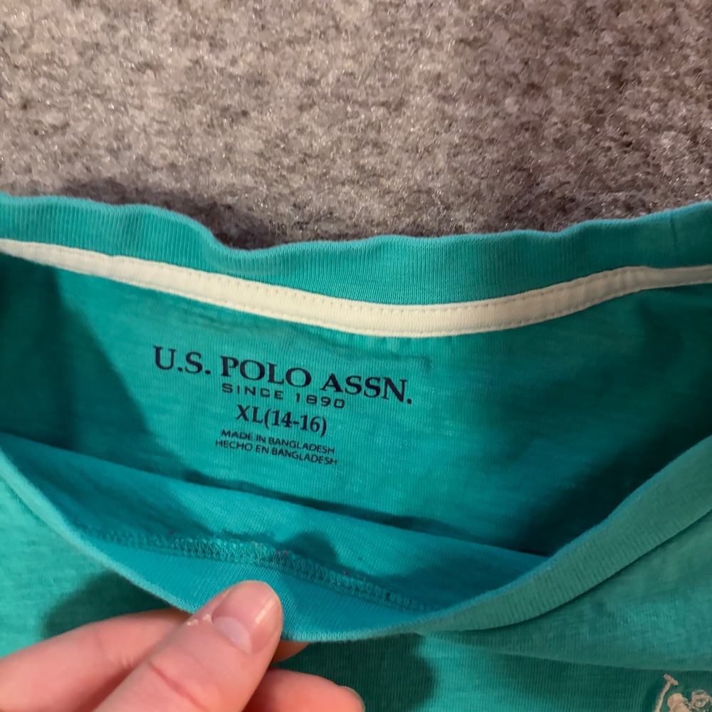US Polo Assn T Shirt Kids XL 14-16 Teal Short Sleeve Embroidered Logo Tee - Picture 4 of 9